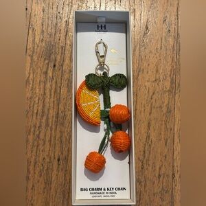 NIB Haute Hippie Orange Fruit Bag Charm Key Chain